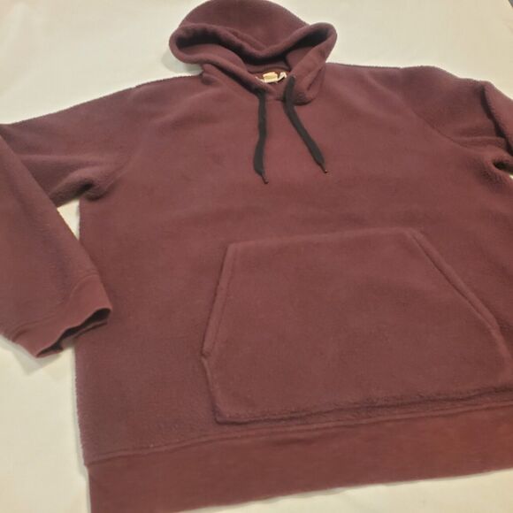 Outerknown Outlook Pullover Fleece Hoodie Sweatshirt Maroon Red Fuzzy Hooded XL - Picture 4 of 8